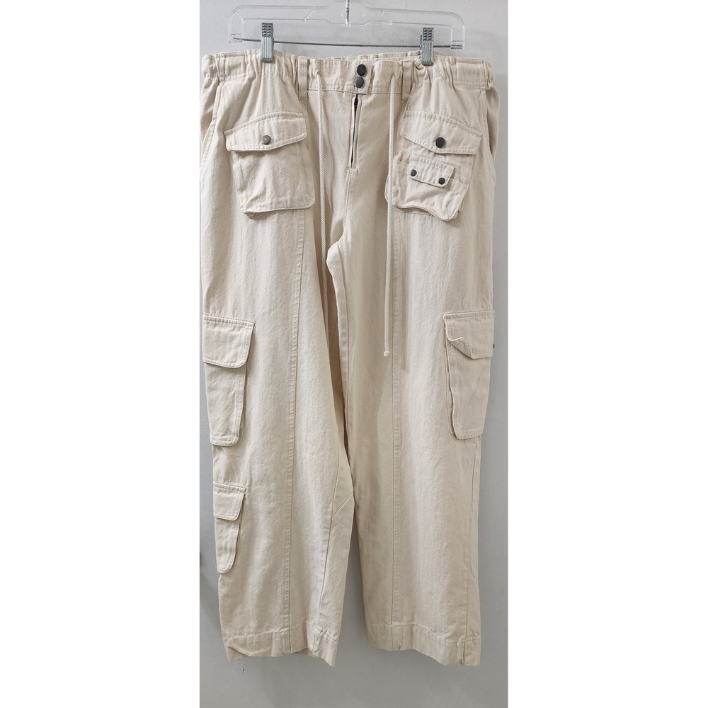Mora Made With Love Cream Cargo Pants Wide Leg Utility Trousers Off White Womens